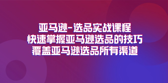 （11620期）亚马逊-选品实战课程，快速掌握亚马逊选品的技巧，覆盖亚马逊选品所有渠道-3YVIP资源库