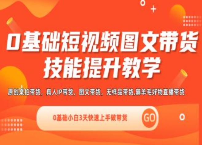 0基础短视频图文带货实操技能提升教学(直播课+视频课),0基础小白3天快速上手做带货-3YVIP资源库