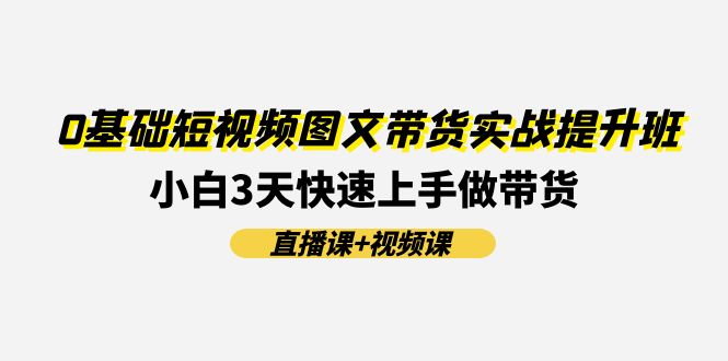 （11641期）0基础短视频图文带货实战提升班(直播课+视频课)：小白3天快速上手做带货-3YVIP资源库