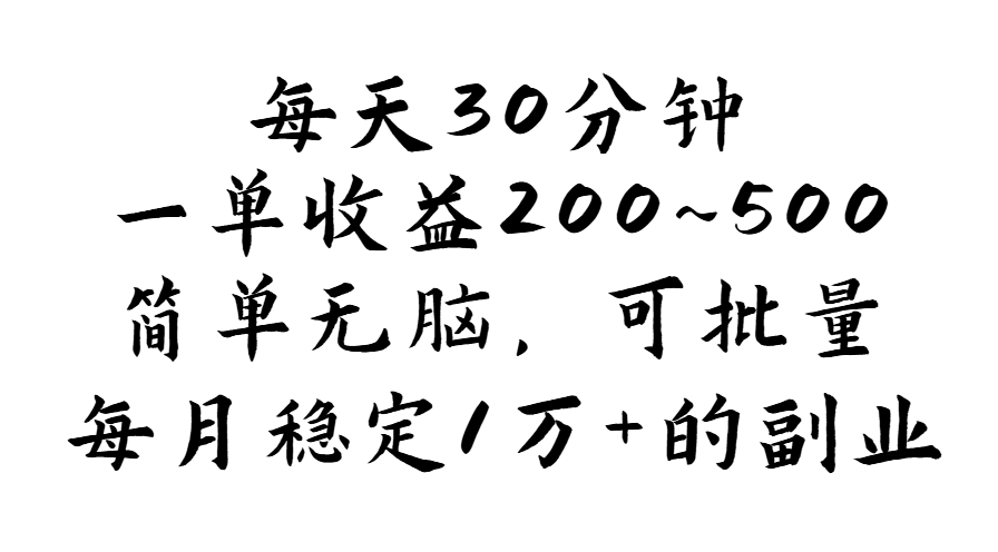 （11764期）每天30分钟，一单收益200~500，简单无脑，可批量放大，每月稳定1万+的…-3YVIP资源库