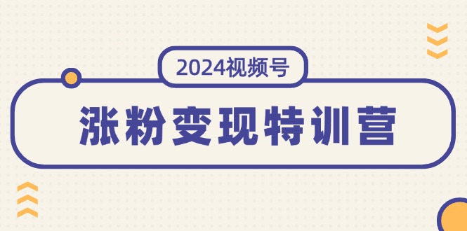 （11779期）2024视频号-涨粉变现特训营：一站式打造稳定视频号涨粉变现模式（10节）-3YVIP资源库