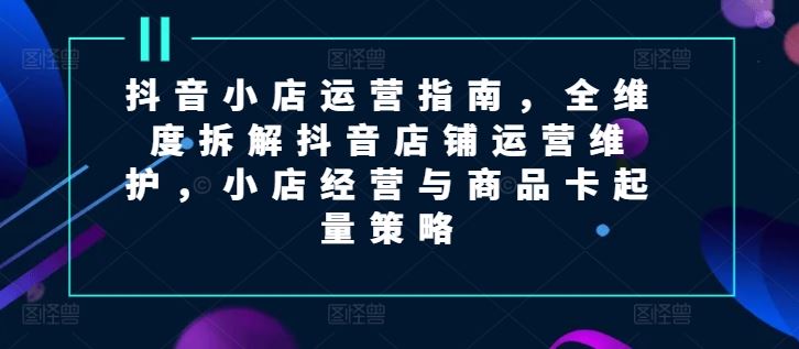 抖音小店运营指南，全维度拆解抖音店铺运营维护，小店经营与商品卡起量策略-3YVIP资源库