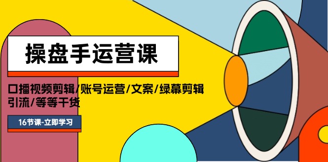 （11803期）操盘手运营课程：口播视频剪辑/账号运营/文案/绿幕剪辑/引流/干货/16节-3YVIP资源库