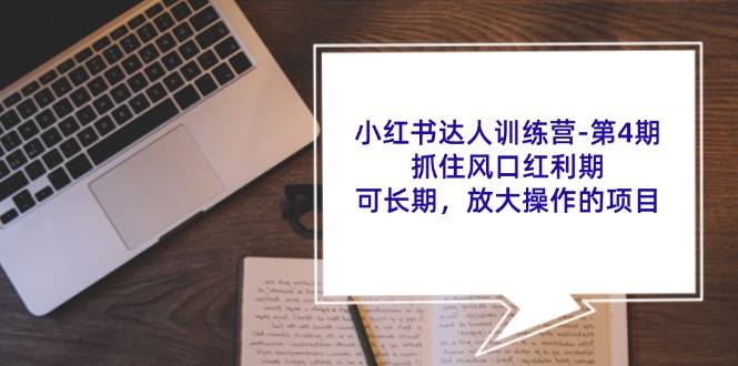 小红书达人训练营第4期：抓住风口红利期，可长期，放大操作的项目-3YVIP资源库