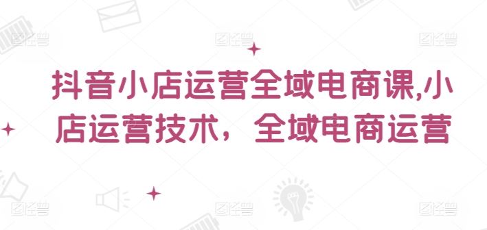 抖音小店运营全域电商课，​小店运营技术，全域电商运营-3YVIP资源库