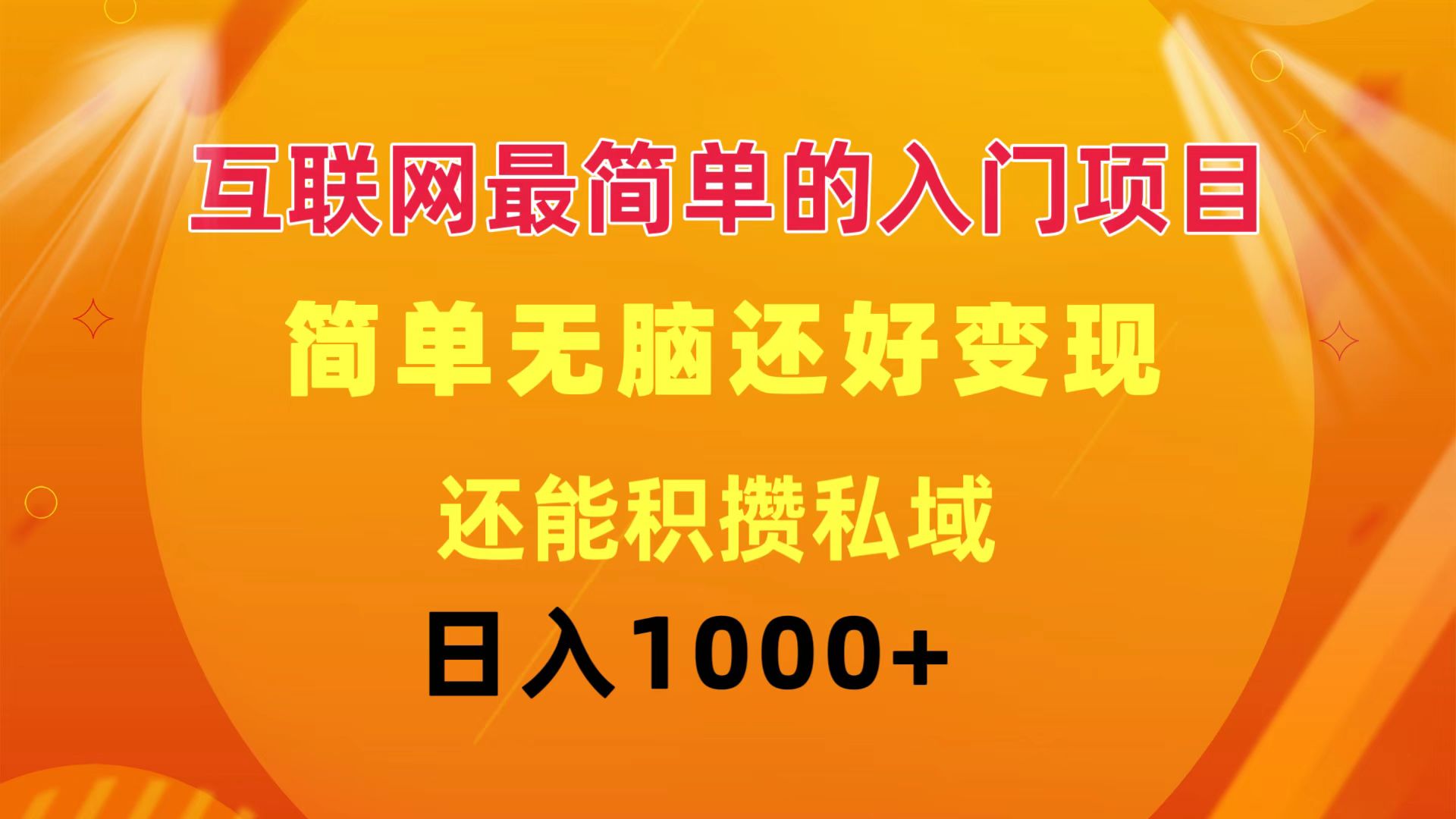 （11922期）互联网最简单的入门项目：简单无脑变现还能积攒私域一天轻松1000+-3YVIP资源库