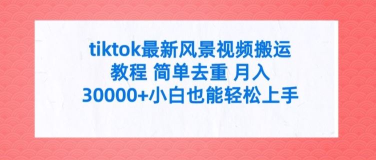 tiktok最新风景视频搬运教程 简单去重 月入3W+小白也能轻松上手【揭秘】-3YVIP资源库