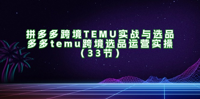 （11934期）拼多多跨境TEMU实战与选品，多多temu跨境选品运营实操（33节）-3YVIP资源库