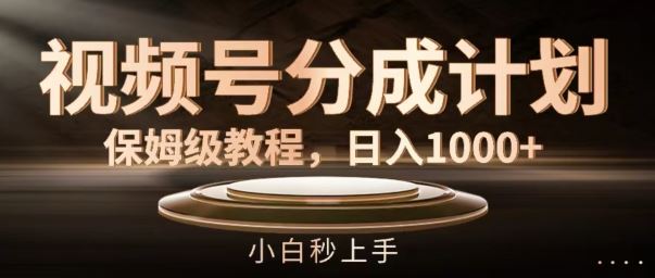 视频号分成计划保姆级教程，日入1K，小白秒上手【揭秘】-3YVIP资源库