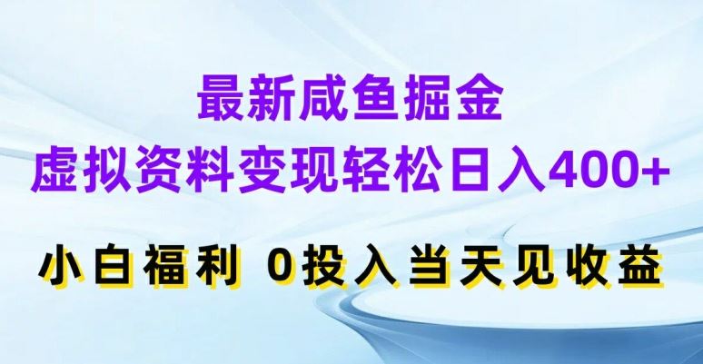 最新咸鱼掘金，虚拟资料变现，轻松日入400+，小白福利，0投入当天见收益【揭秘】-3YVIP资源库