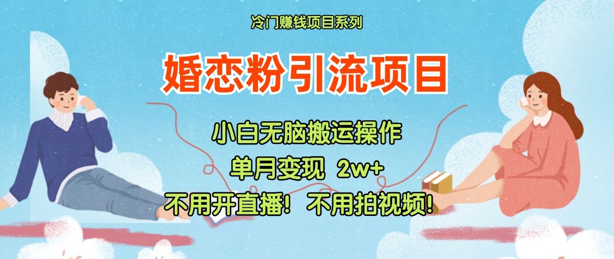 小红书婚恋粉引流，不用开直播！不用拍视频！不用做交付-3YVIP资源库