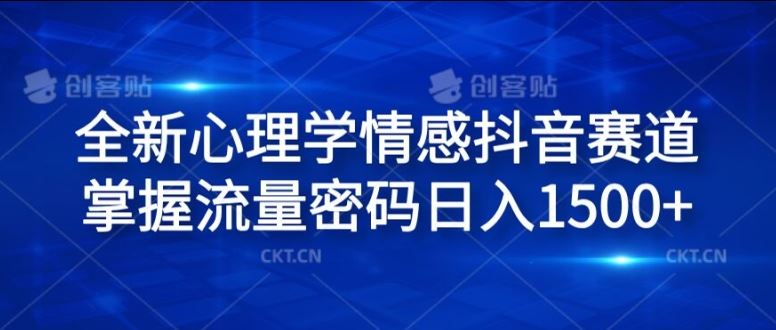 全新心理学情感抖音赛道，掌握流量密码日入1.5k【揭秘】-3YVIP资源库