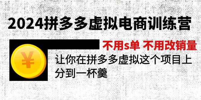 （12024期）2024拼多多虚拟电商训练营 不s单 不改销量  做虚拟项目分一杯羹(更新10节)-3YVIP资源库