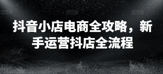 抖音小店电商全攻略，新手运营抖店全流程-3YVIP资源库