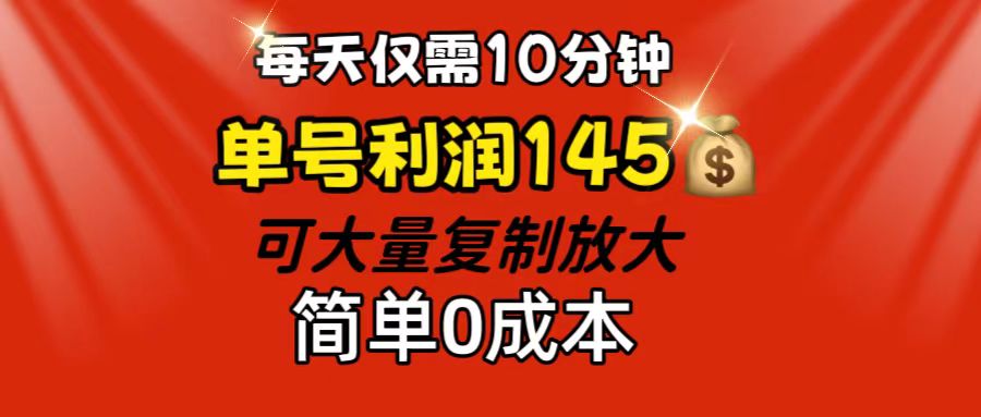 （12027期）每天仅需10分钟，单号利润145 可复制放大 简单0成本-3YVIP资源库