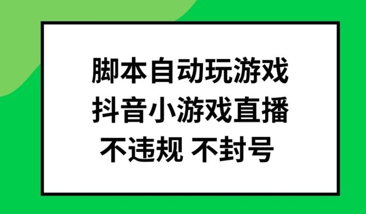 脚本自动玩游戏，抖音小游戏直播，不违规不封号可批量做【揭秘】-3YVIP资源库