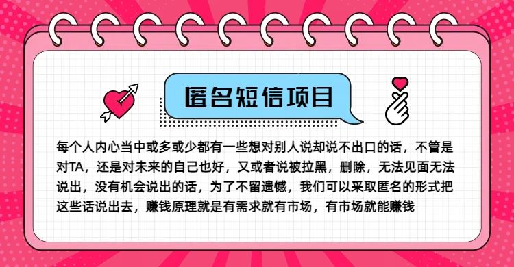 冷门小众赚钱项目，匿名短信，玩转信息差，月入五位数【揭秘】-3YVIP资源库