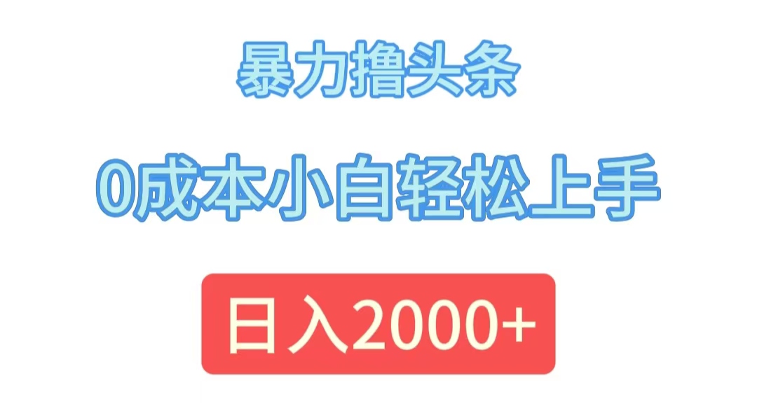 （12068期）暴力撸头条，0成本小白轻松上手，日入2000+-3YVIP资源库