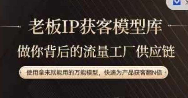 老板IP流量供应链，动作越少，账号越好，使用拿来就能用的万能模型，快速为产品获客翻N倍-3YVIP资源库