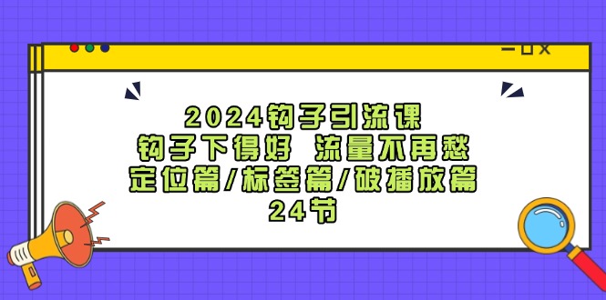 （12097期）2024钩子·引流课：钩子下得好 流量不再愁，定位篇/标签篇/破播放篇/24节-3YVIP资源库