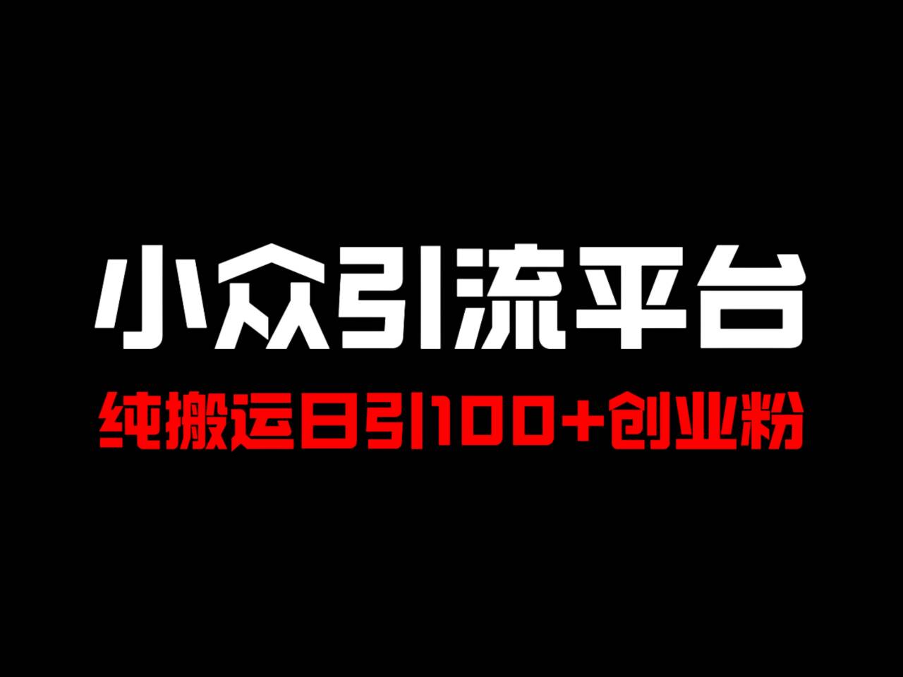 冷门引流平台，纯搬运日引100+高质量年轻创业粉！-3YVIP资源库