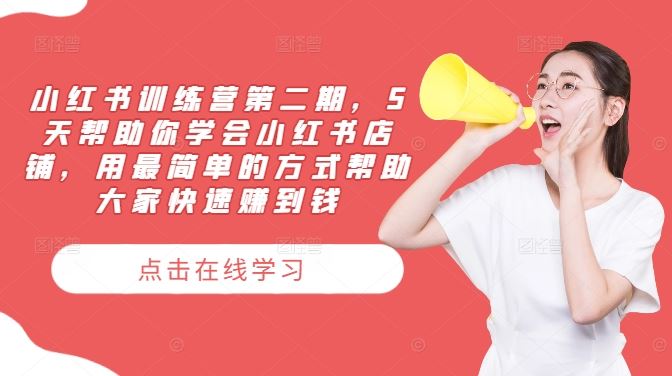 小红书训练营第二期，5天帮助你学会小红书店铺，用最简单的方式帮助大家快速赚到钱-3YVIP资源库