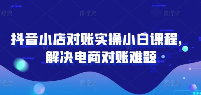 抖音小店对账实操小白课程，解决电商对账难题-3YVIP资源库