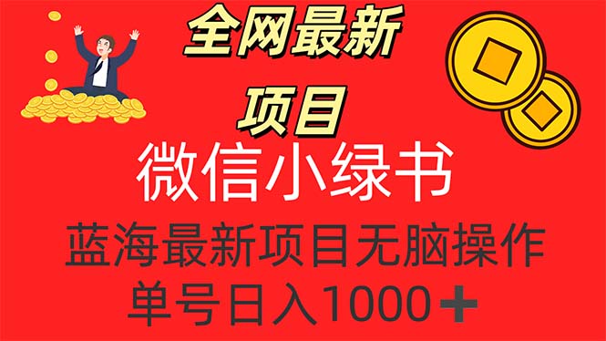 （12163期）全网最新项目，微信小绿书，做第一批吃肉的人，一天十几分钟，无脑单号…-3YVIP资源库