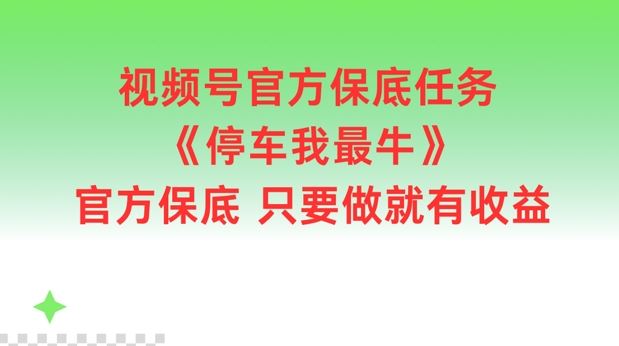 视频号官方保底任务，停车我最牛，官方保底只要做就有收益【揭秘】-3YVIP资源库