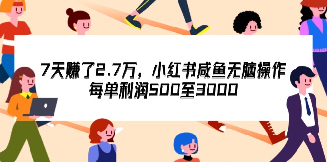 （12192期）7天收了2.7万，小红书咸鱼无脑操作，每单利润500至3000-3YVIP资源库