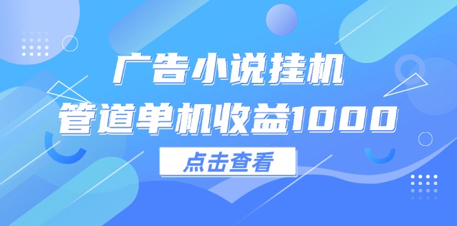 （12198期）广告小说挂机管道单机收益1000+-3YVIP资源库