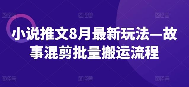 小说推文8月最新玩法—故事混剪批量搬运流程-3YVIP资源库