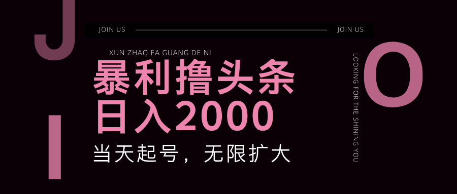 暴利撸头条，单号日入2000+，可无限扩大-3YVIP资源库