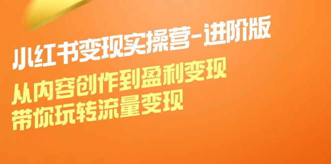 小红书变现实操营进阶版：从内容创作到盈利变现，带你玩转流量变现-3YVIP资源库