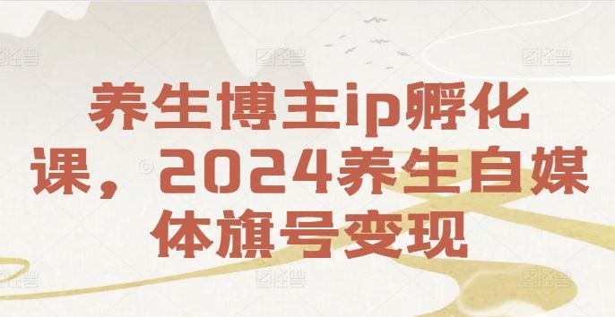 养生博主ip孵化课，2024养生自媒体旗号变现-3YVIP资源库