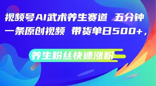 视频号AI武术养生赛道，五分钟一条原创视频，带货单日几张，养生粉丝快速涨粉【揭秘】-3YVIP资源库