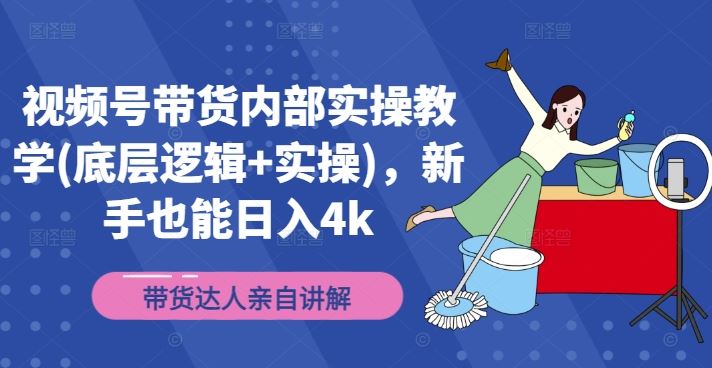 视频号带货内部实操教学(底层逻辑+实操)，新手也能日入4k-3YVIP资源库