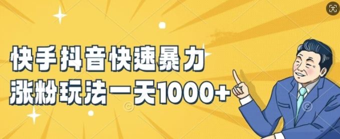 快手抖音快速暴力涨粉玩法，新手小白也能学会，一天1k+【揭秘】-3YVIP资源库