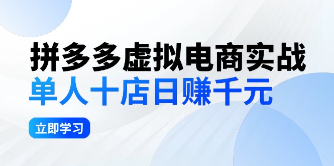 （12326期）拼多多虚拟电商实战：单人10店日赚千元，深耕老项目，稳定盈利不求风口-3YVIP资源库