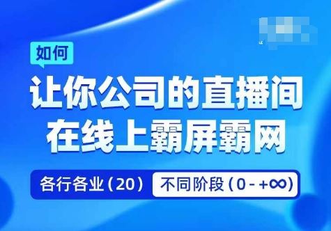 企业矩阵直播霸屏实操课，让你公司的直播间在线上霸屏霸网-3YVIP资源库