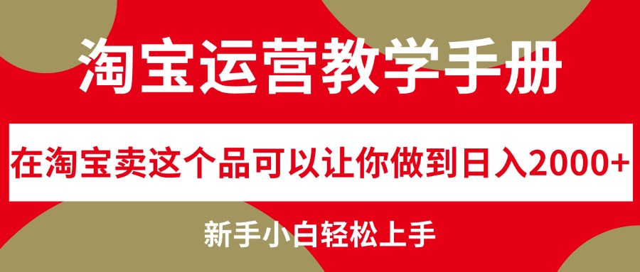 （12351期）淘宝运营教学手册，在淘宝卖这个品可以让你做到日入2000+，新手小白轻…-3YVIP资源库
