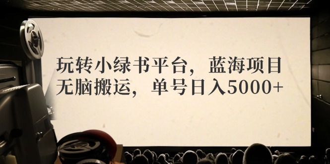（12366期）玩转小绿书平台，蓝海项目，无脑搬运，单号日入5000+-3YVIP资源库