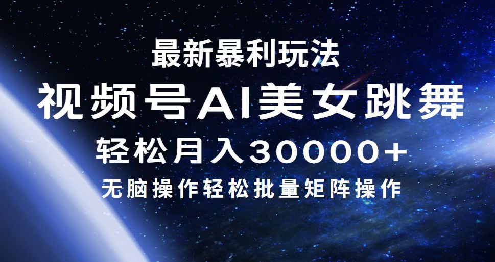 （12377期）最新暴利玩法视频号AI美女，简单矩阵轻松月入30000+-3YVIP资源库