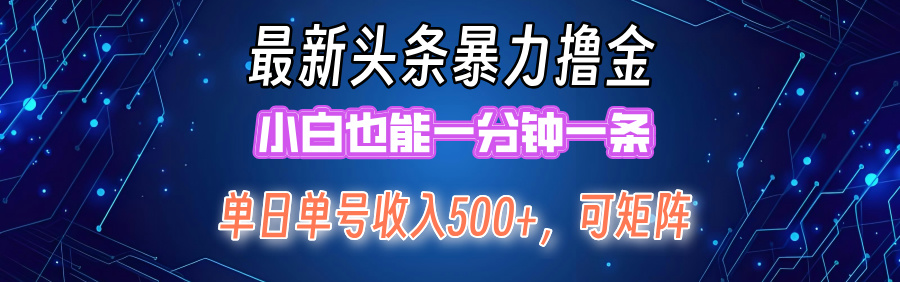 （12380期）最新暴力头条掘金日入500+，矩阵操作日入2000+ ，小白也能轻松上手！-3YVIP资源库