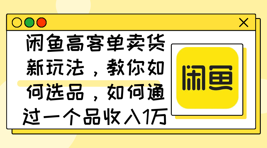 （12387期）闲鱼高客单卖货新玩法，教你如何选品，如何通过一个品收入1万+-3YVIP资源库