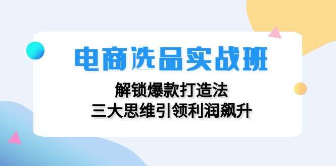 （12398期）电商选品实战班：解锁爆款打造法，三大思维引领利润飙升-3YVIP资源库