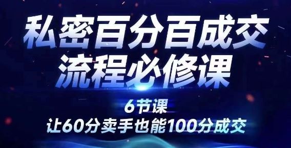 私密百分百成交流程线上训练营，绝对成交，让60分卖手也能100分成交-3YVIP资源库