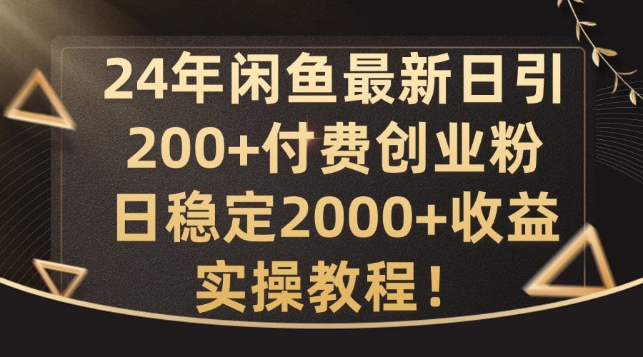 24年闲鱼最新日引200+付费创业粉日稳2000+收益，实操教程【揭秘】-3YVIP资源库