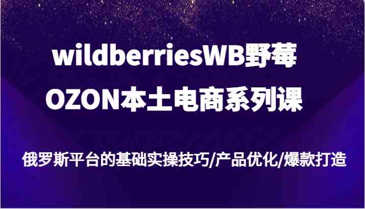 wildberriesWB野莓/OZON本土电商系列课，俄罗斯平台的基础实操技巧/产品优化/爆款打造-3YVIP资源库