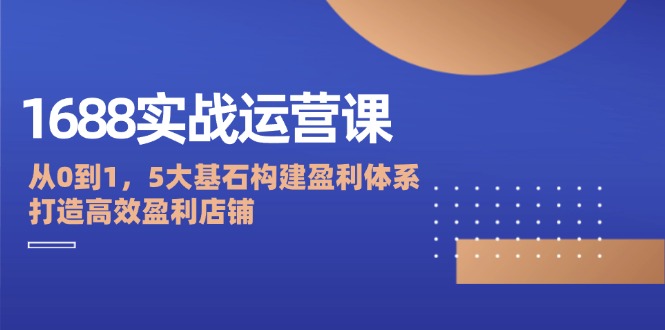 （12482期）1688实战运营课：从0到1，5大基石构建盈利体系，打造高效盈利店铺-3YVIP资源库